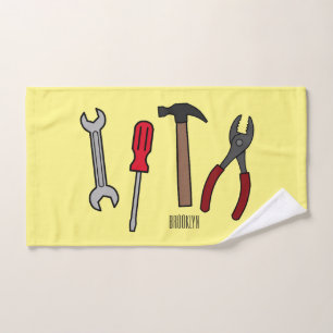 Carpentry tools cartoon illustration  bath towel set