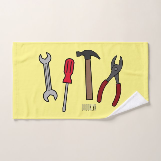 Carpentry tools cartoon illustration  bath towel set (Hand Towel)
