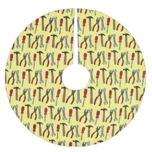 Carpentry tools cartoon illustration  brushed polyester tree skirt