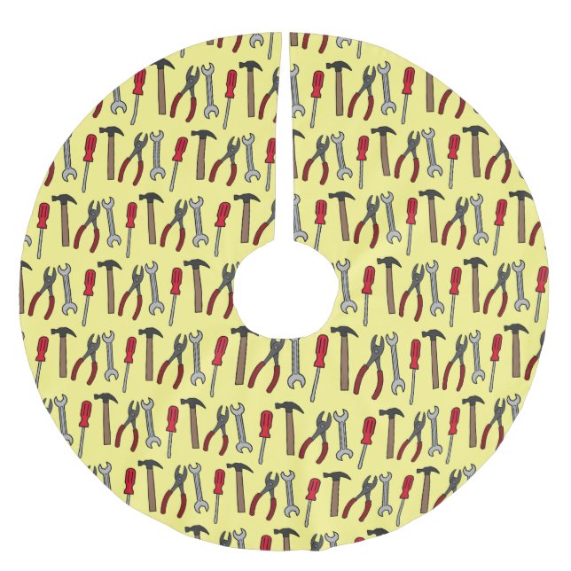 Carpentry tools cartoon illustration  brushed polyester tree skirt (Front)