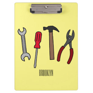 Carpentry tools cartoon illustration  clipboard
