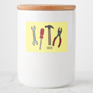 Carpentry tools cartoon illustration food label