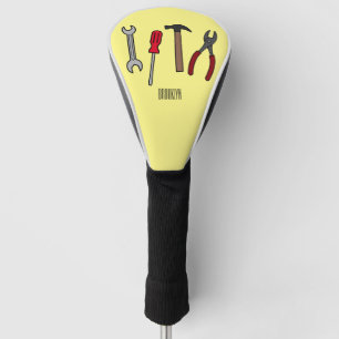 Carpentry tools cartoon illustration  golf head cover