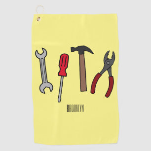 Carpentry tools cartoon illustration  golf towel