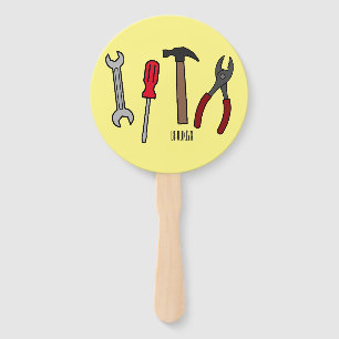 Carpentry tools cartoon illustration  hand fan