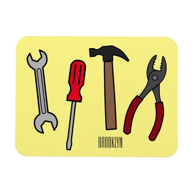 Carpentry tools cartoon illustration  magnet (Horizontal)