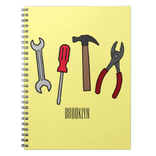 Carpentry tools cartoon illustration  notebook