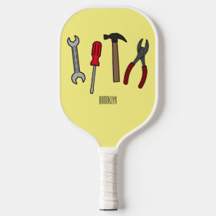 Carpentry tools cartoon illustration  pickleball paddle