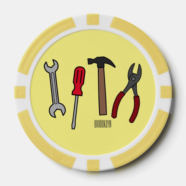 Carpentry tools cartoon illustration  poker chips (Front)