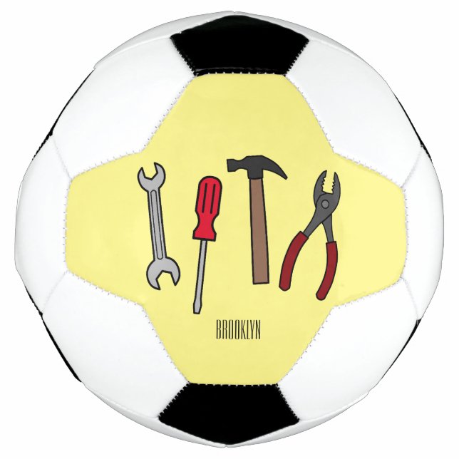 Carpentry tools cartoon illustration  soccer ball (Front)