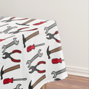 Carpentry tools cartoon illustration  tablecloth