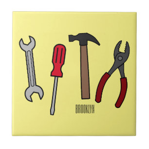 Carpentry tools cartoon illustration  tile