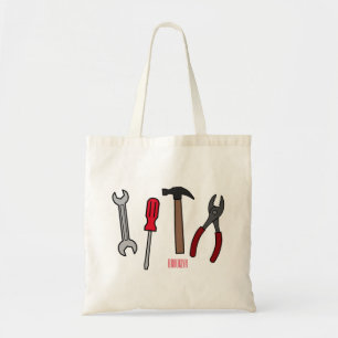 Carpentry tools cartoon illustration  tote bag