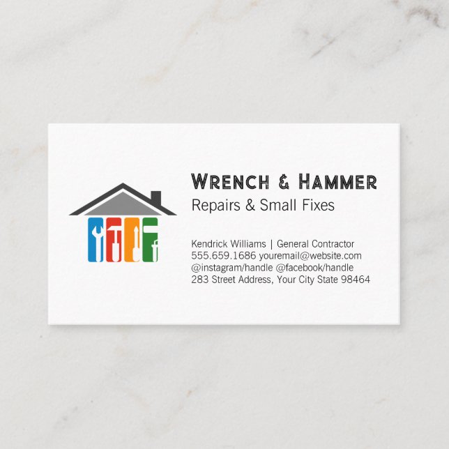 Carpentry Tools Home Renovations Appointment Card (Front)