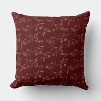 Carpet Bagger Red Vintage Floral Doodle Throw Pillow