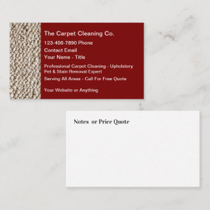 Carpet Cleaning Services With Quote Space Business Card
