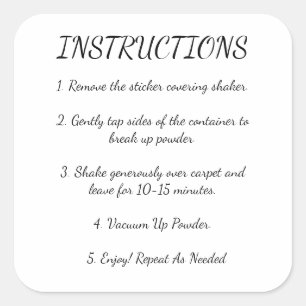 Carpet Deodorizer Instructions Square Sticker