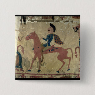 Carpet depicting a mounted warrior 2 inch square button