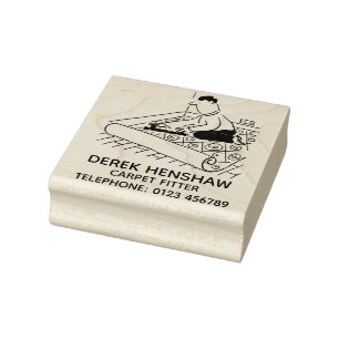 Carpet Fitter Fitting a Carpet Rubber Stamp