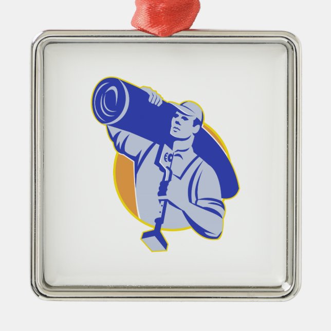 Carpet Layer Worker Carry Knee Kicker Tool Metal Ornament (Front)