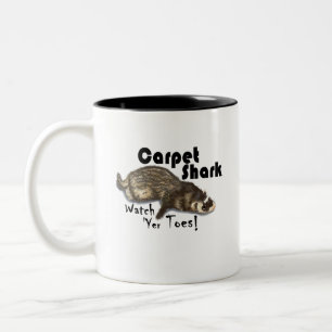 Carpet Shark, Watch Yer Toes!  with Sable Ferret Two-Tone Coffee Mug