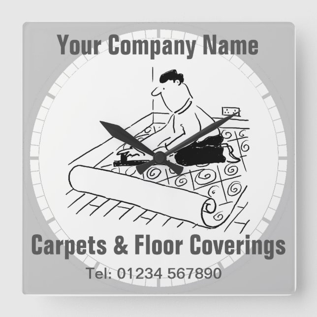 Carpets, Vinyl, Carpet Fitters, & Floor Coverings Square Wall Clock (Front)