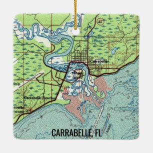 Carrabelle FL Vintage Map Ceramic Ornament