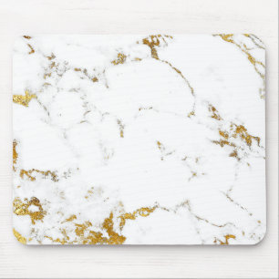 Carrara Minimal Lux Gold White Grey Marble Mouse Pad