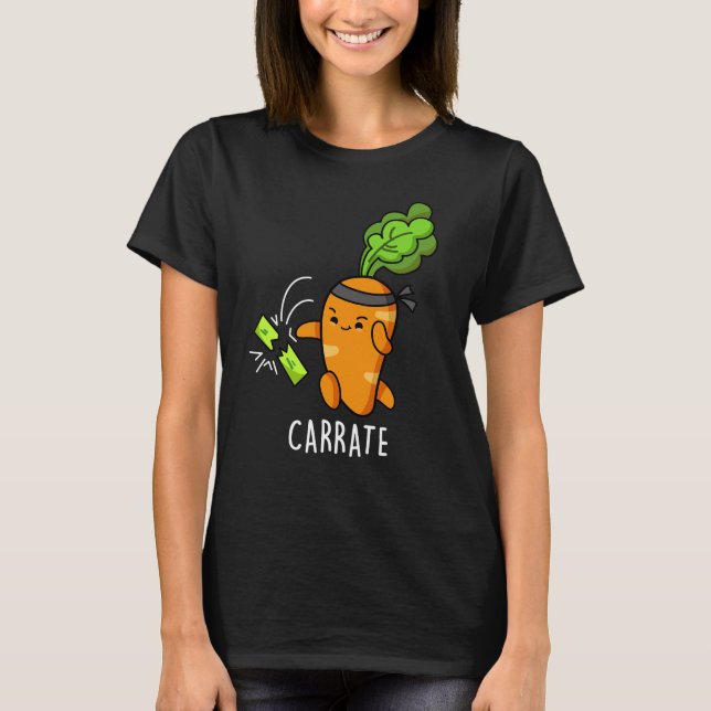 Carrate Funny Carrot Karate Pun Dark BG T-Shirt (Front)