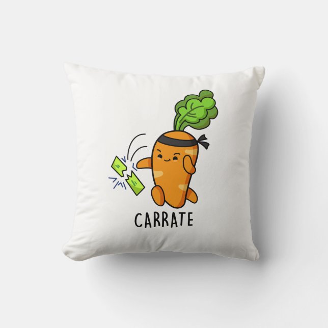 Carrate Funny Carrot Karate Pun  Throw Pillow (Front)