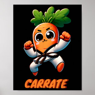 Carrate Karate Carrot Cute And Funny Training Pun  Poster