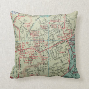 CARRBORO AND CHAPEL HILL, NC Vintage Map Throw Pillow