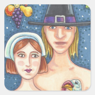 Carré ADAM & EVE PILGRIMS THANKSGIVING STICKER SHEET Squ