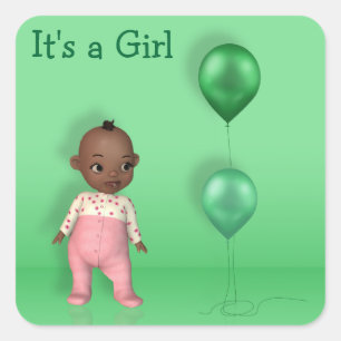 Carré African American Baby Girl - It's a Girl Sticker