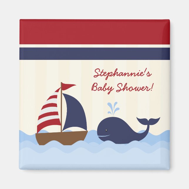 carré Ahoy Ahoy Nautical Whale Magnet Favoriser 2" (Devant)