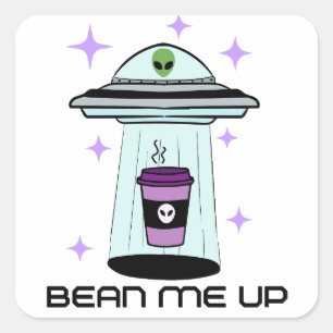 Carré Alien Sticker Coffee Art