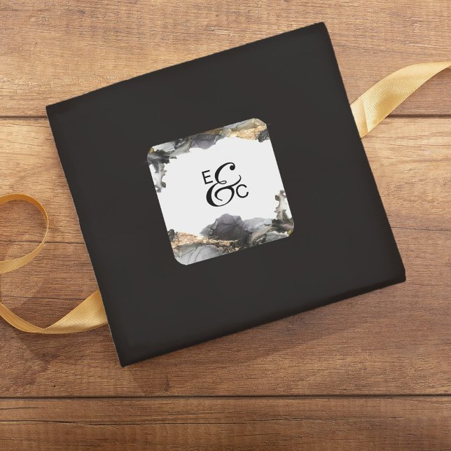 Carré Aquarelle Vanessa Noir et Blanc Sticker initial (Créateur téléchargé)