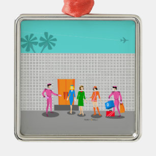 Carré Argenté Arme Palm Springs Stewardess Ornement en céramique