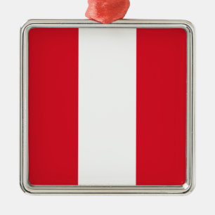 Carré Argenté Drapeau du Pérou (Drapeau du Pérou) Ornement en cé