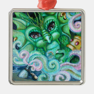 Carré Argenté "Génie ornement dans bouteille"