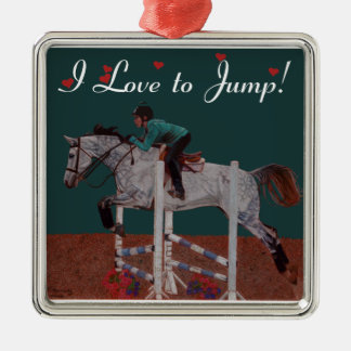 Carré Argenté J'adore sauter ! Ornement du cheval