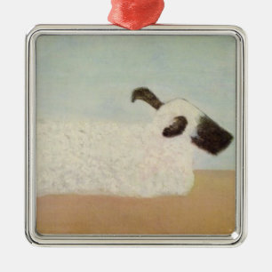 Carré Argenté Moutons (par Milton Avery) Ornement en céramique