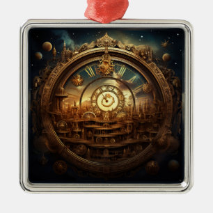 Carré Argenté Ornement céleste Steampunk