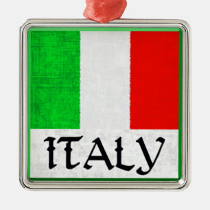Carré Argenté Ornement de DRAPEAU de l'ITALIE