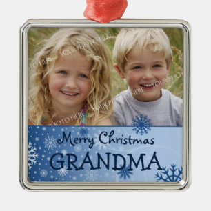 Carré Argenté Ornement de grand-maman de Joyeux Noël de photo