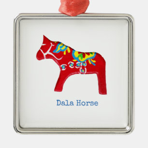 Carré Argenté Ornement du Cheval de Dala Rouge