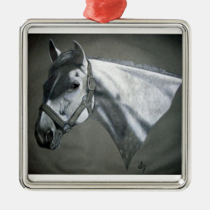 Carré Argenté Ornement du Cheval gris