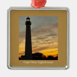 Carré Argenté Ornement du coucher de soleil du phare de Cape May