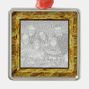 Carré Argenté Ornement en bois pétrifié