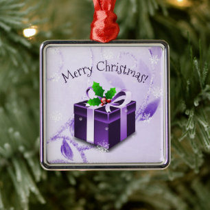 Carré Argenté Ornement en céramique de Noël violet